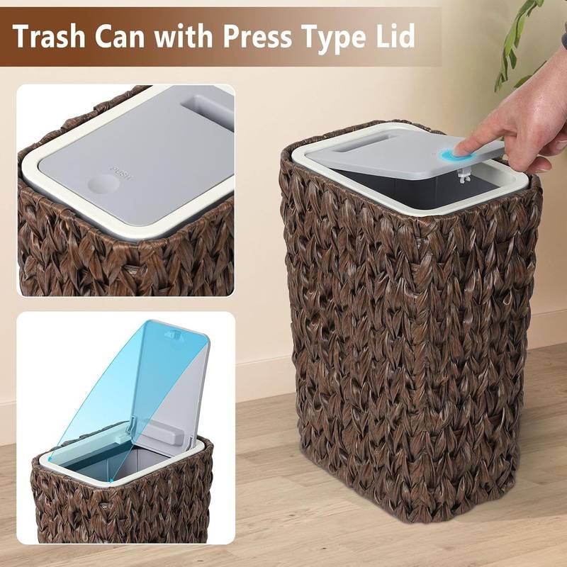 Chic Wicker Trash Can with Lid