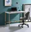 Chic White & Gold Writing Desk with USB Hub