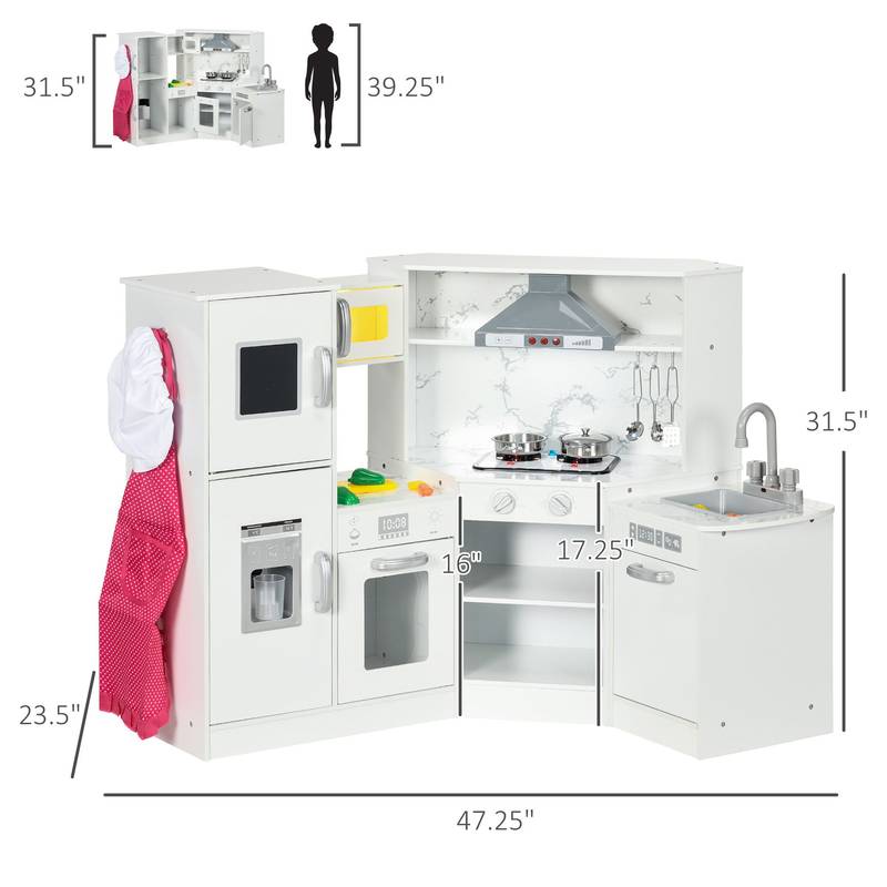 Qaba Kids' Wooden Play Kitchen Set - Pretend Chef's Dream