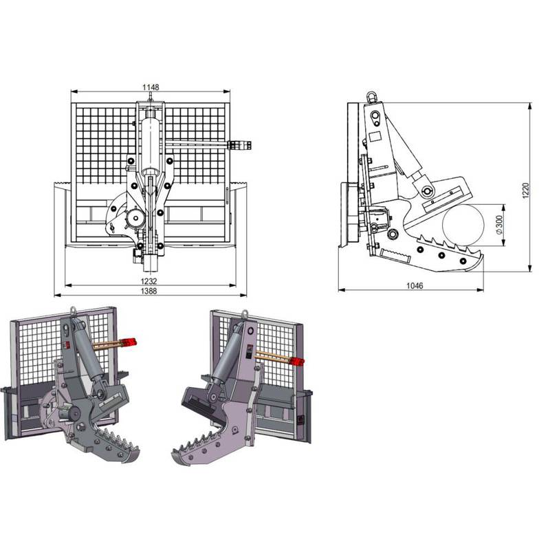 Rotating Tree Shears for Skid Steers - Quick Attach