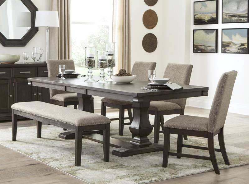 Rustic Charm Upholstered Dining Bench