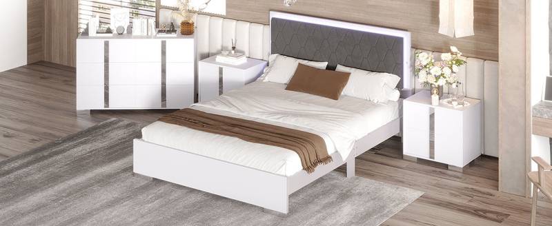 Dreamy LED Bedroom Set with Glam Mirror Accents