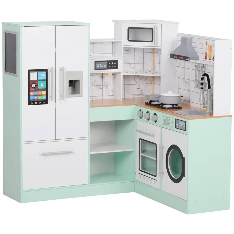 Joyful Kitchen Playset for Kids - Cozy Corner Kitchen with Real Sounds and Chalkboard