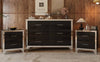 Chic Black Dresser and Nightstand Duo with Mirror Accents