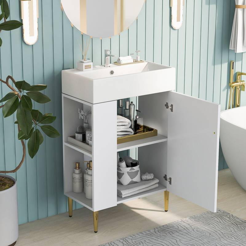 Chic White Bathroom Vanity with Sink and Storage