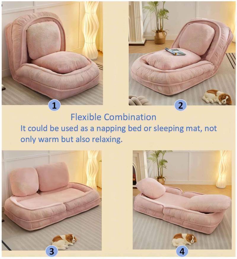 Cozy Pup Lounge: Pink Adjustable Sofa Bed