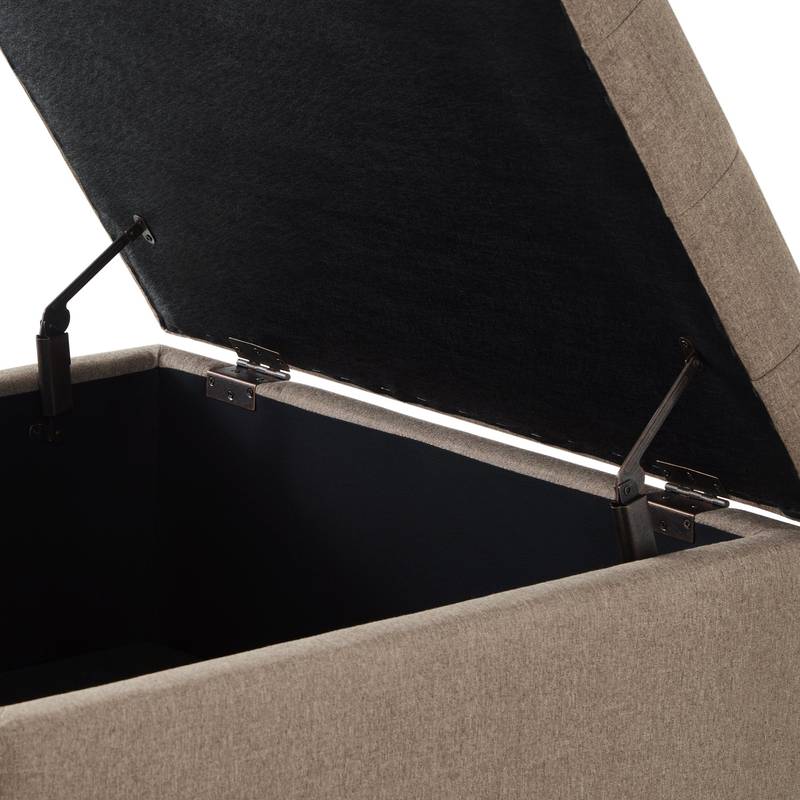 Chic Linen Storage Ottoman with Stylish Button Tufting