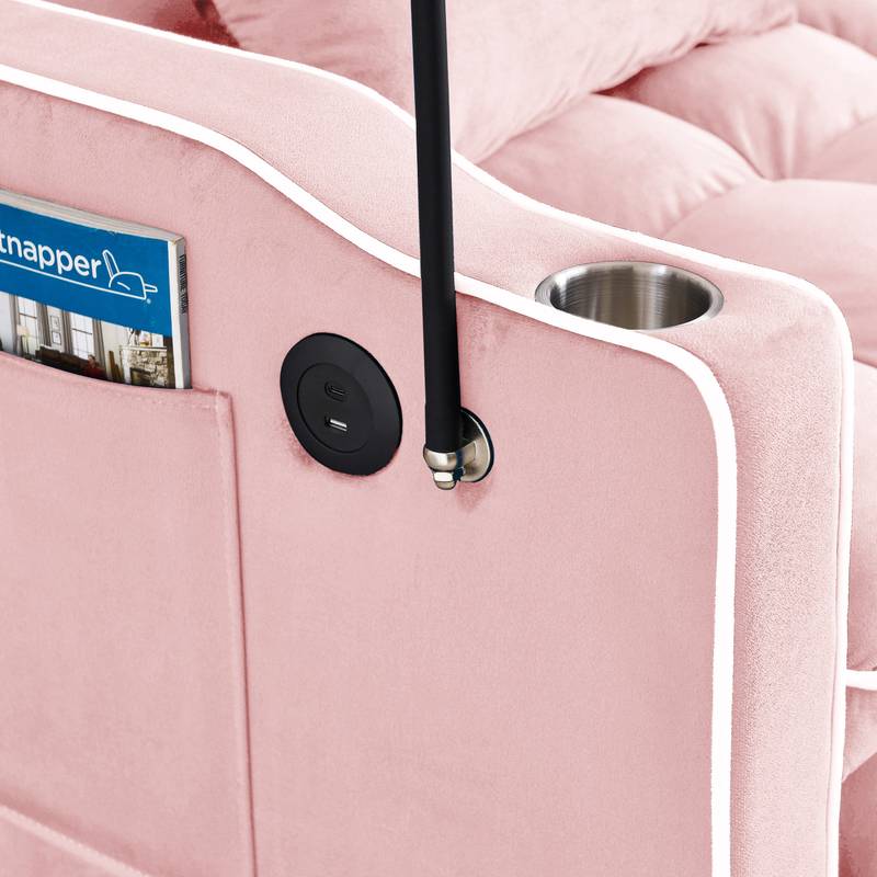 Chic Foldable Sofa Bed with USB & Swivel Stand - Pink