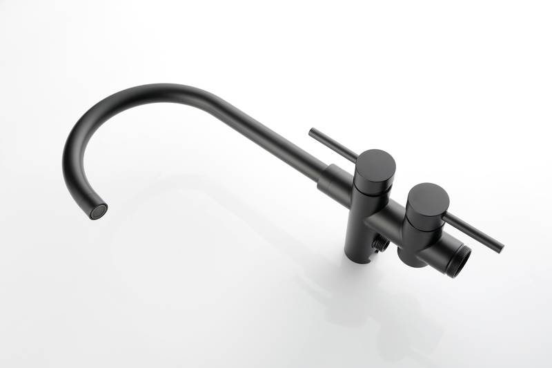 Sleek Matte Black Freestanding Bathtub Faucet with Handheld Shower