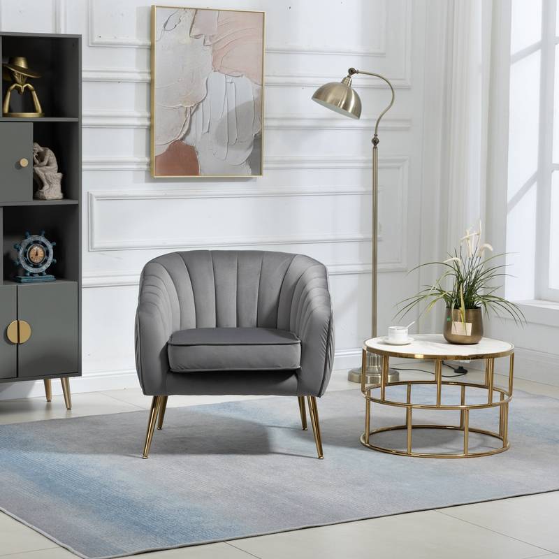 Chic Velvet Barrel Chair & Ottoman Set