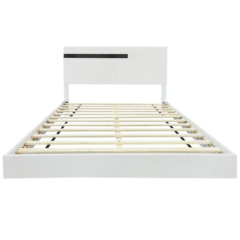 Sleek White LED Bedroom Set with Floating Bed & Nightstands