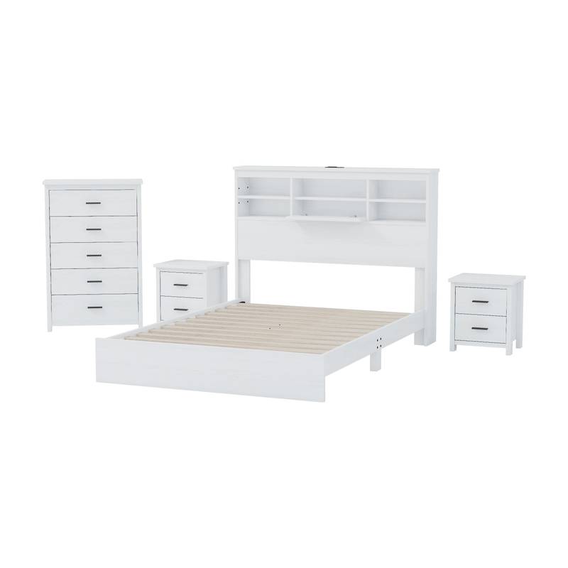 Charming Vintage Queen Bedroom Set with Nightstands and Dresser