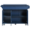 Navy Blue Rolling Kitchen Island with Drop Leaf & Storage
