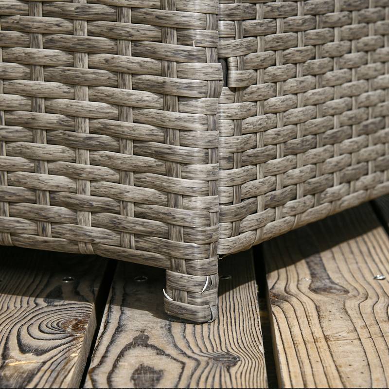 Outsunny Gray Rattan Outdoor Storage Box