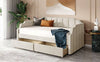 Cozy Beige Twin Daybed with Storage Drawers