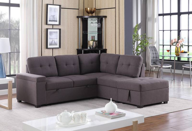 Katie Sleeper Sectional Sofa with Storage Ottoman