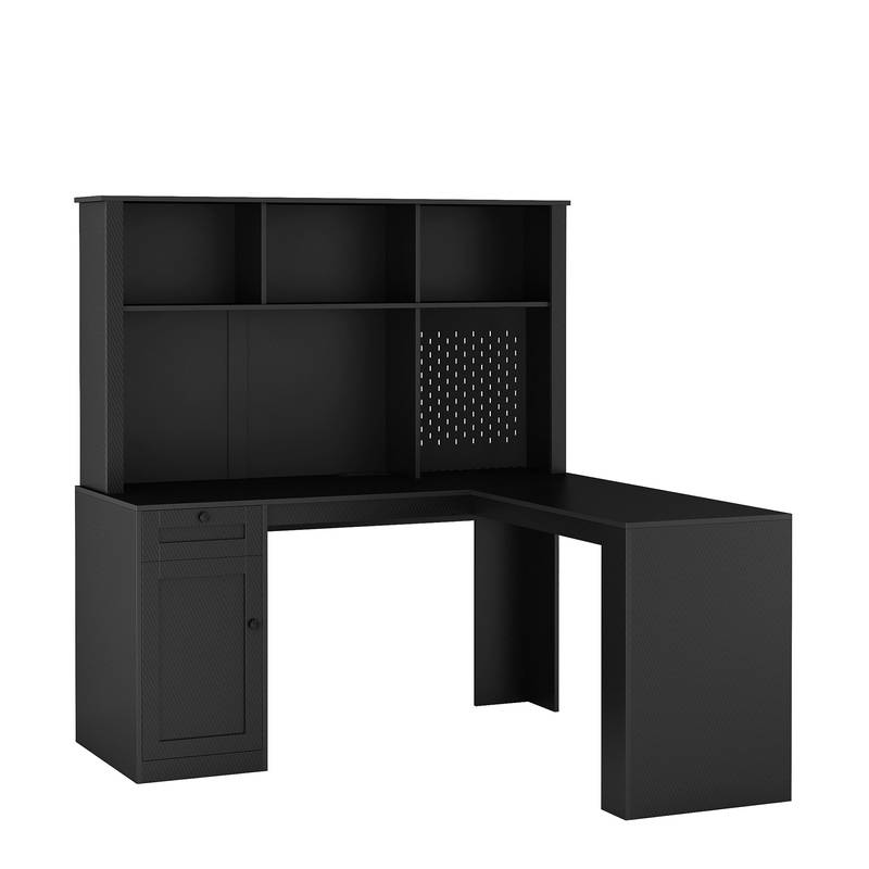 Sleek L-Shaped Desk with Charging and Storage