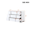 Chic White Mirror Dresser with Metal Handles
