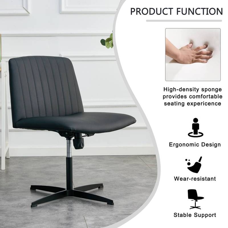Sleek Black Adjustable Swivel Chair for Home & Office