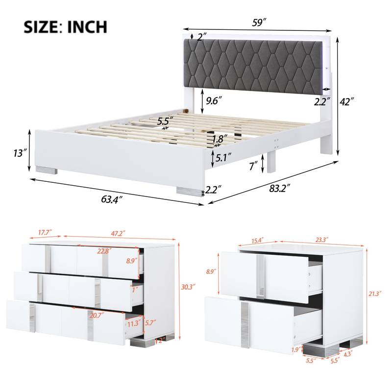 Dreamy LED Bedroom Set with Glam Mirror Accents