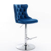 Chic Velvet Swivel Barstools - Set of Two in Blue