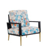 Chic Retro Floral Velvet Armchair with Gold Accents