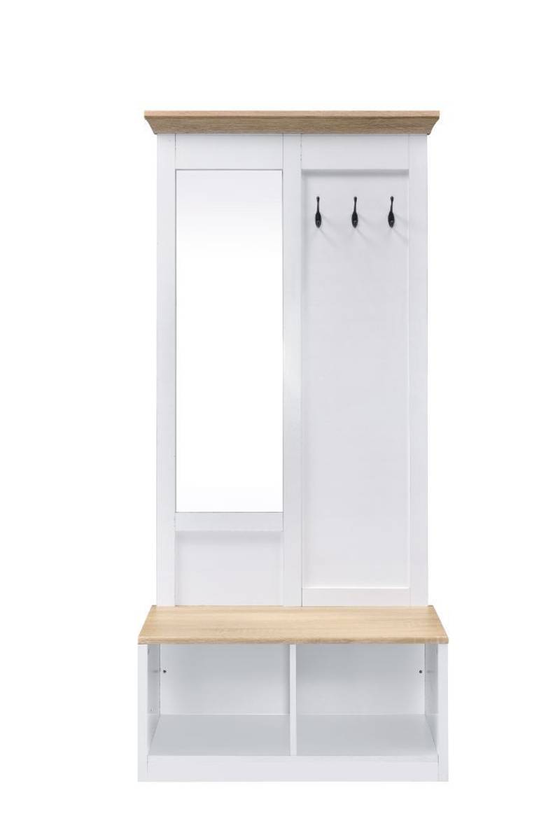 Melati Hall Tree: Stylish Storage in Light Oak and White