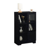 Chic Black Glass-Front Cabinet for Living & Bedroom Storage