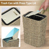 Chic Boho Rattan Trash Can with Lid
