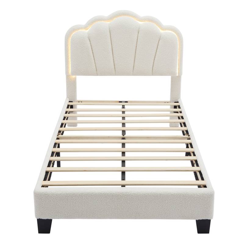 Cozy Floral Twin Bed Set with LED and Storage Ottoman