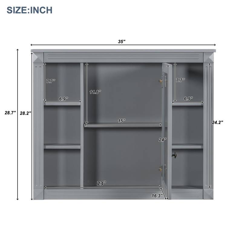 Sleek Wall-Mounted Mirror Cabinet with Open Shelves