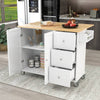 Charming Rolling Kitchen Island with Wood Top & Convenient Storage