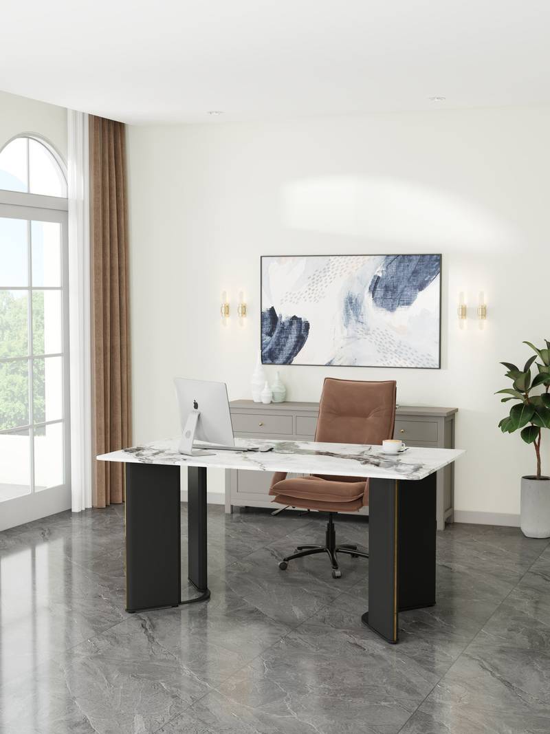 Chic Marble-Look Dining Table