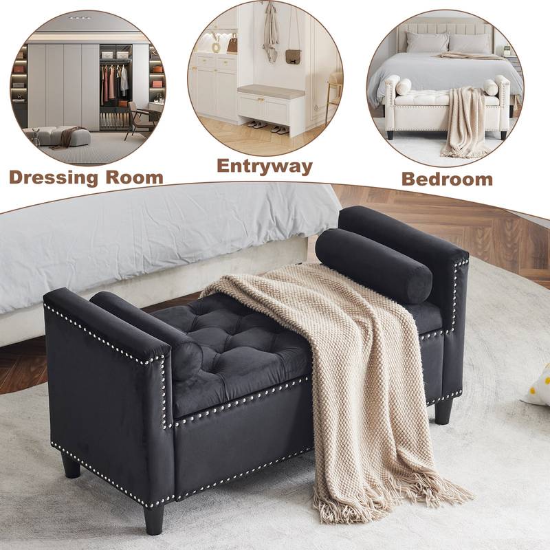 Velvet Charm Entryway Bench