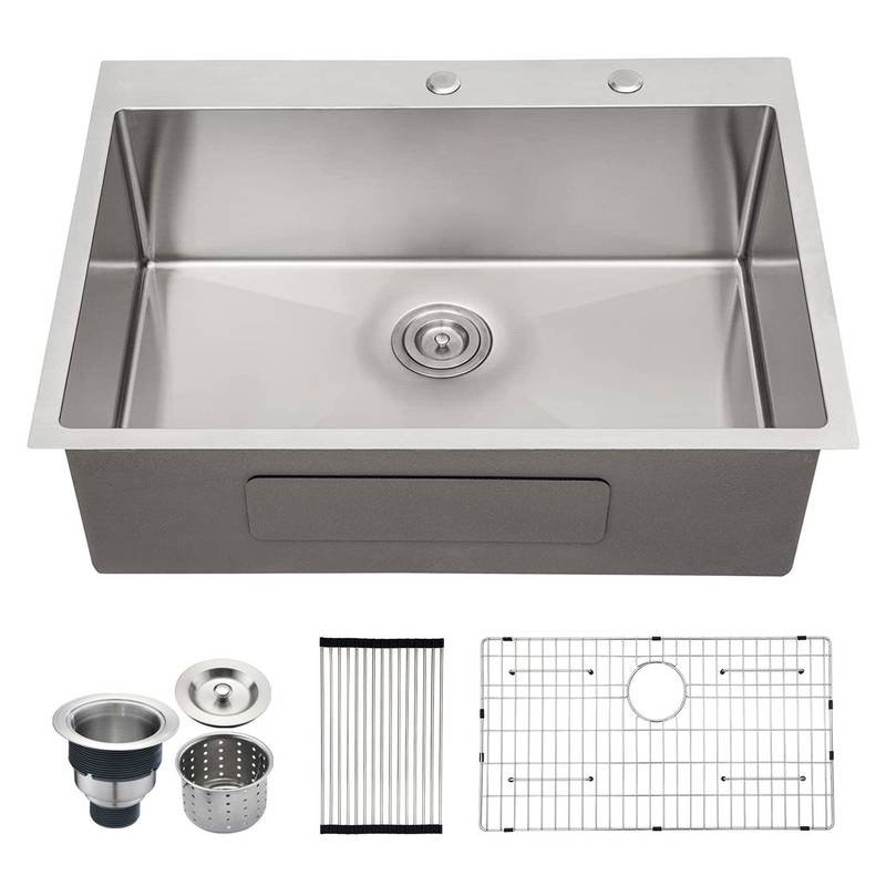 Sleek Stainless Steel Drop-In Kitchen Sink with Essentials