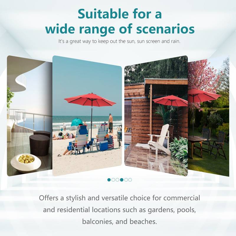 SunnyShade Red Patio Umbrella - Tilt & Crank for Easy Enjoyment!