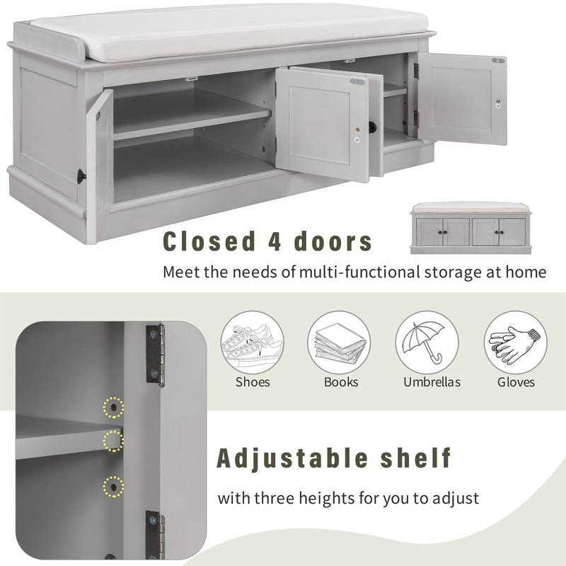 Stylish Storage Bench with Cushioned Seat
