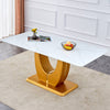 Elegant Marble-Style Dining & Desk Table with Gold Legs