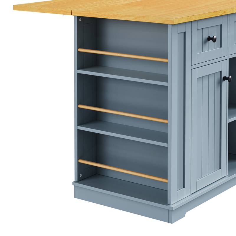 Versatile Rolling Kitchen Island with Drop Leaf & Storage