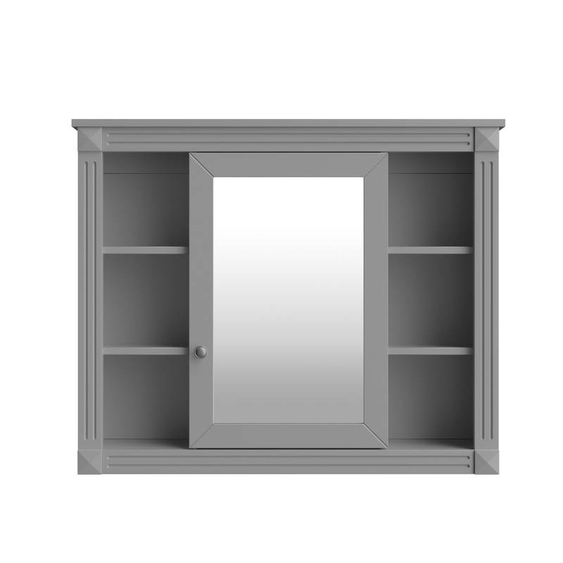 Sleek Wall-Mounted Mirror Cabinet with Open Shelves
