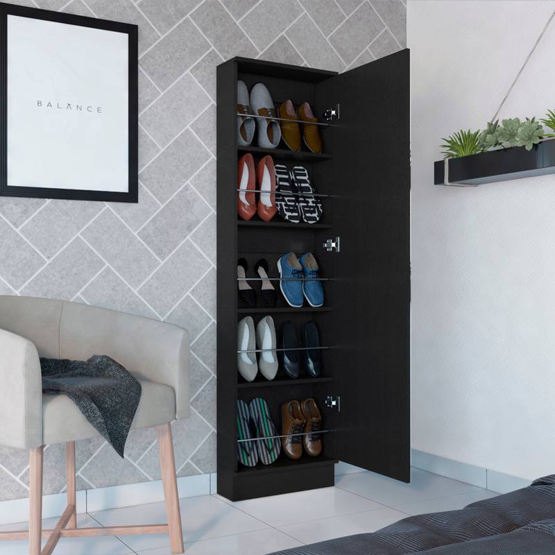 Chic Mirror Shoe Rack with Shelves