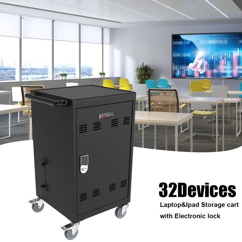 Smart Charge Cart for Tablets and Laptops with Lockable Storage