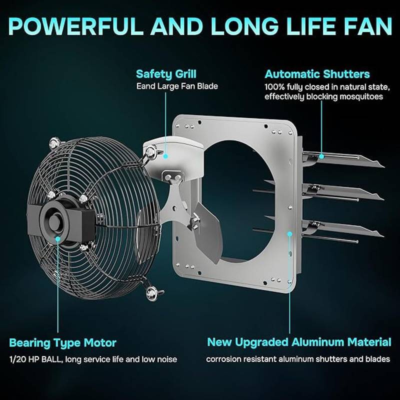 Smart Shutter Exhaust Fan - Perfect for Attics and Garages!