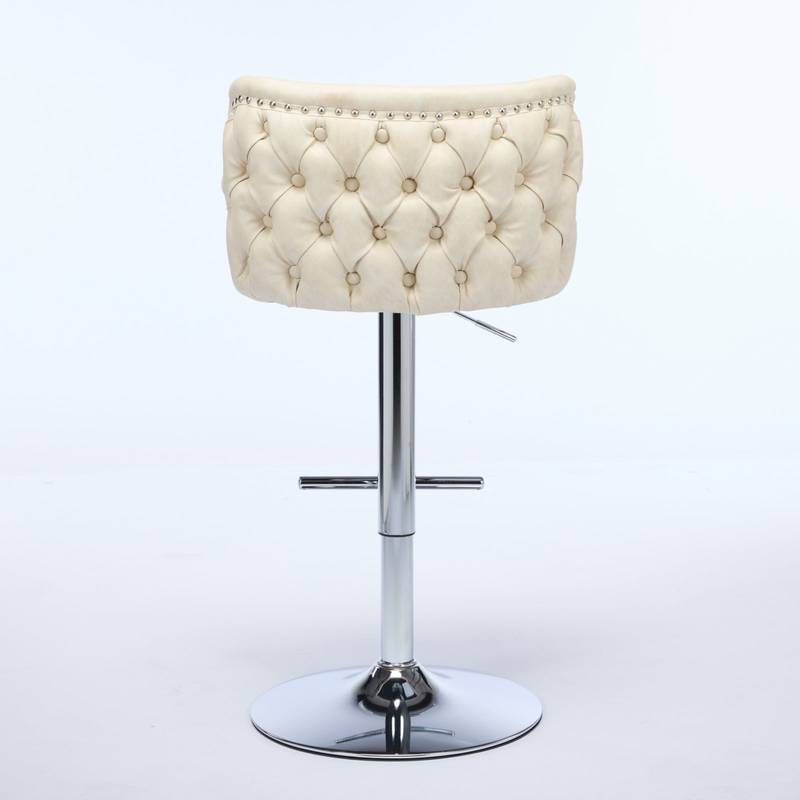 Chic Beige Swivel Bar Stools - Set of Two