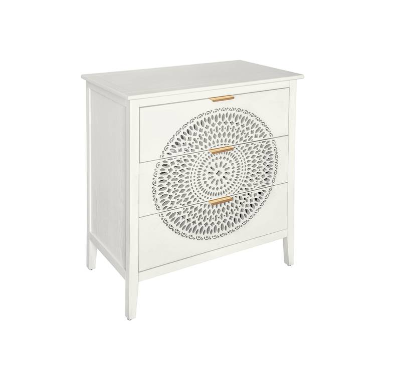 Chic Hollow-Carved 3-Drawer Storage Cabinet