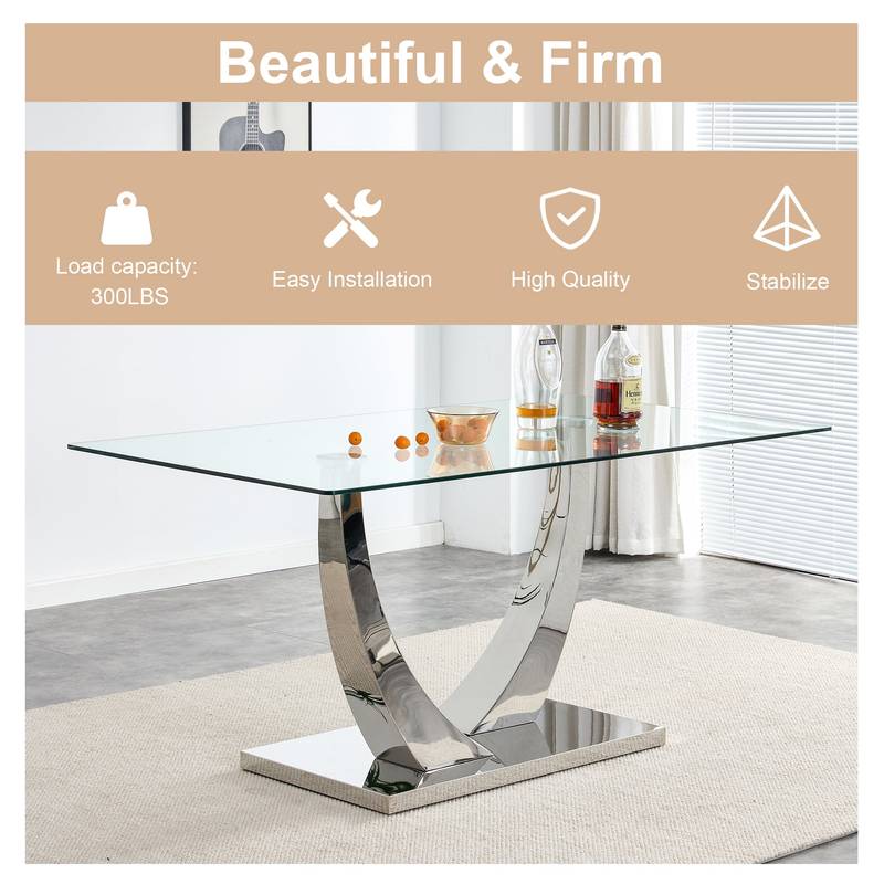 Chic Glass Dining Set with Cozy Gray Chairs