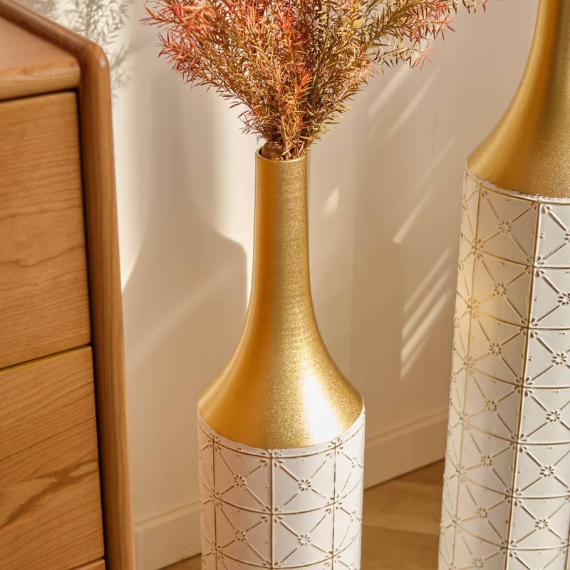 Gorgeous White Metal Vase Trio