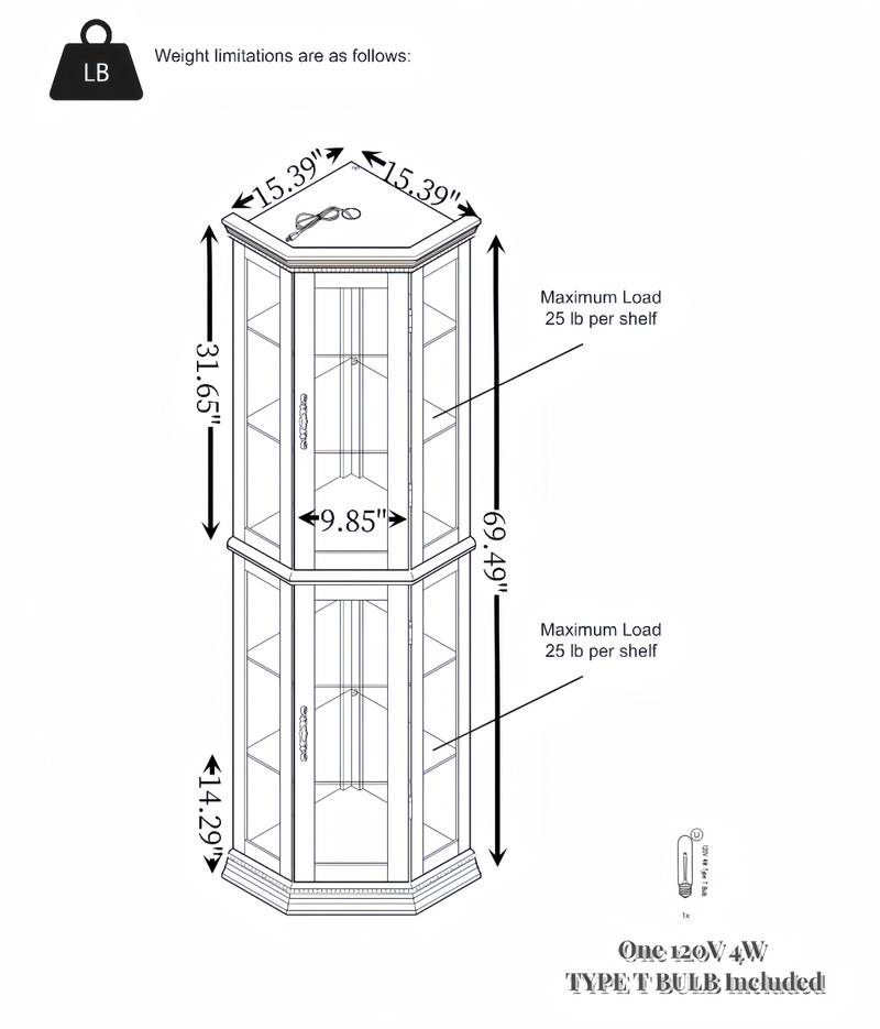 Luminous Corner Curio Cabinet