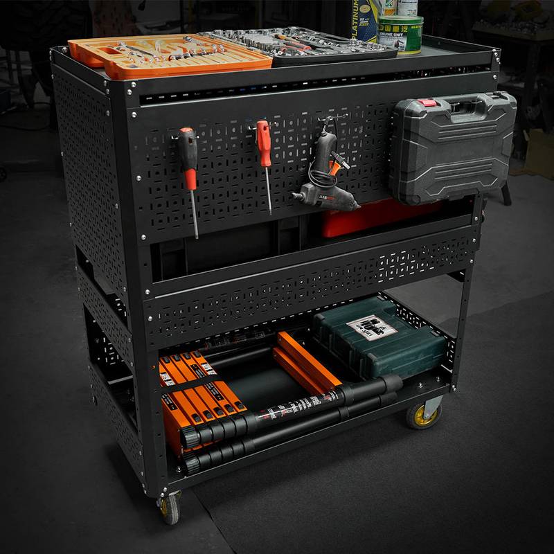 Easy Roll Utility Cart with Pegboard Storage