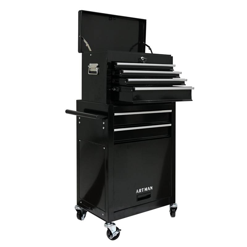 Rolling Tool Chest on Wheels – Black Storage Cabinet with Drawers